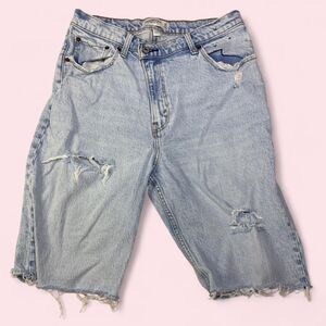 Abercrombie & Fitch Light Wash Distressed Jean Shorts